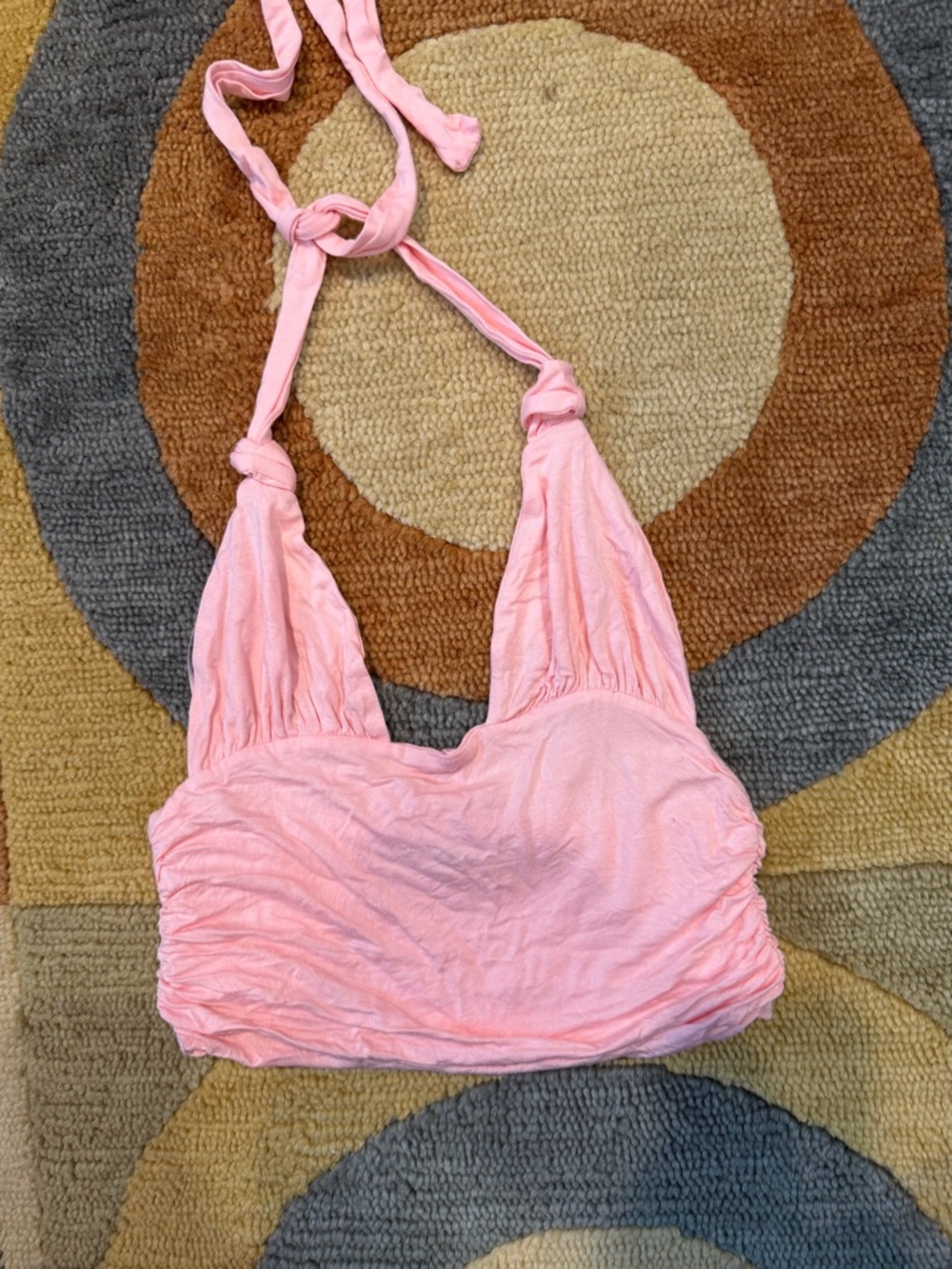 Edikted Lillie Knotted Halter Top Pink Low Cut Size Small